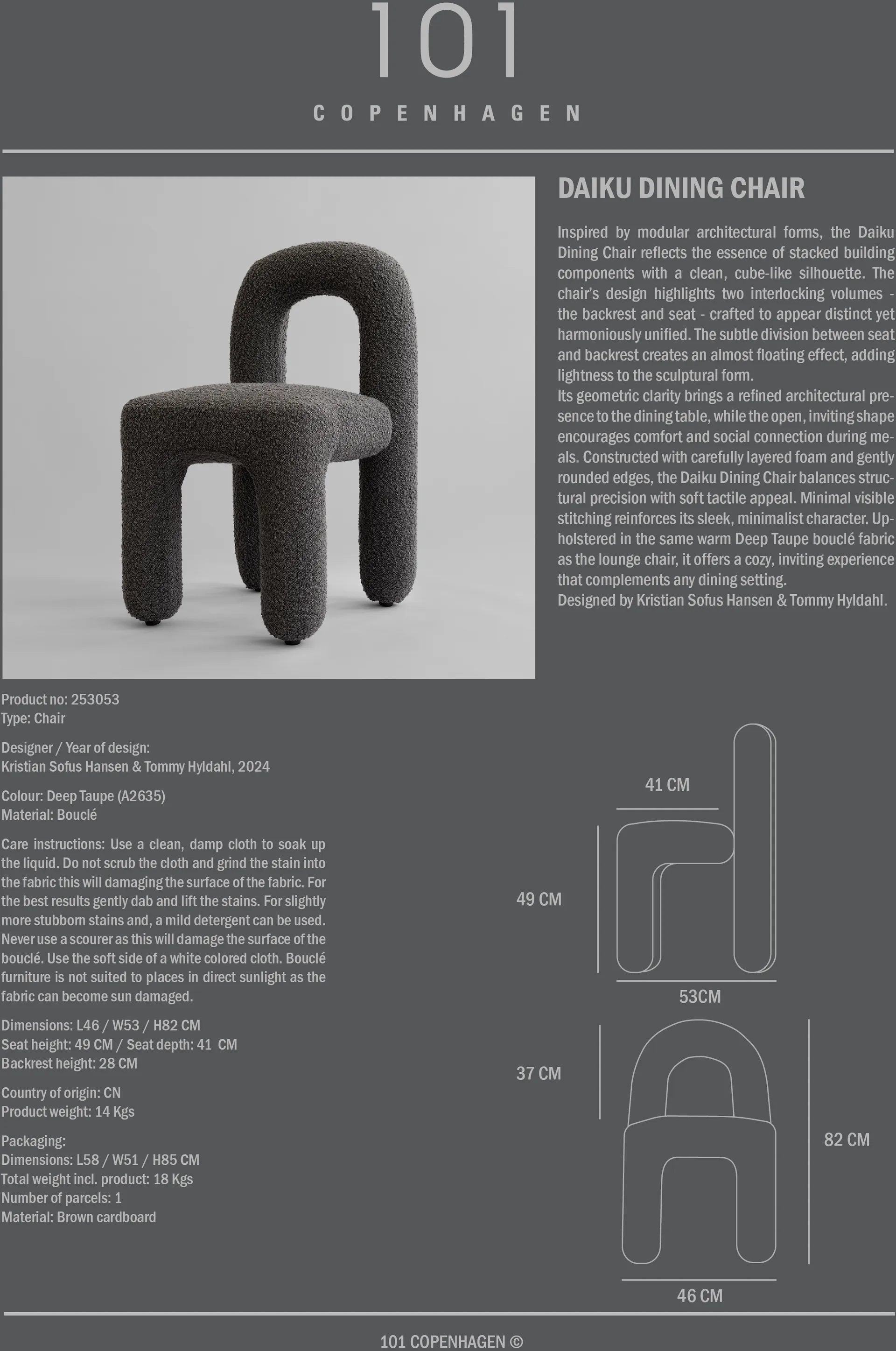 Daiku ruokatuoli, Deep taupe 101 Copenhagen