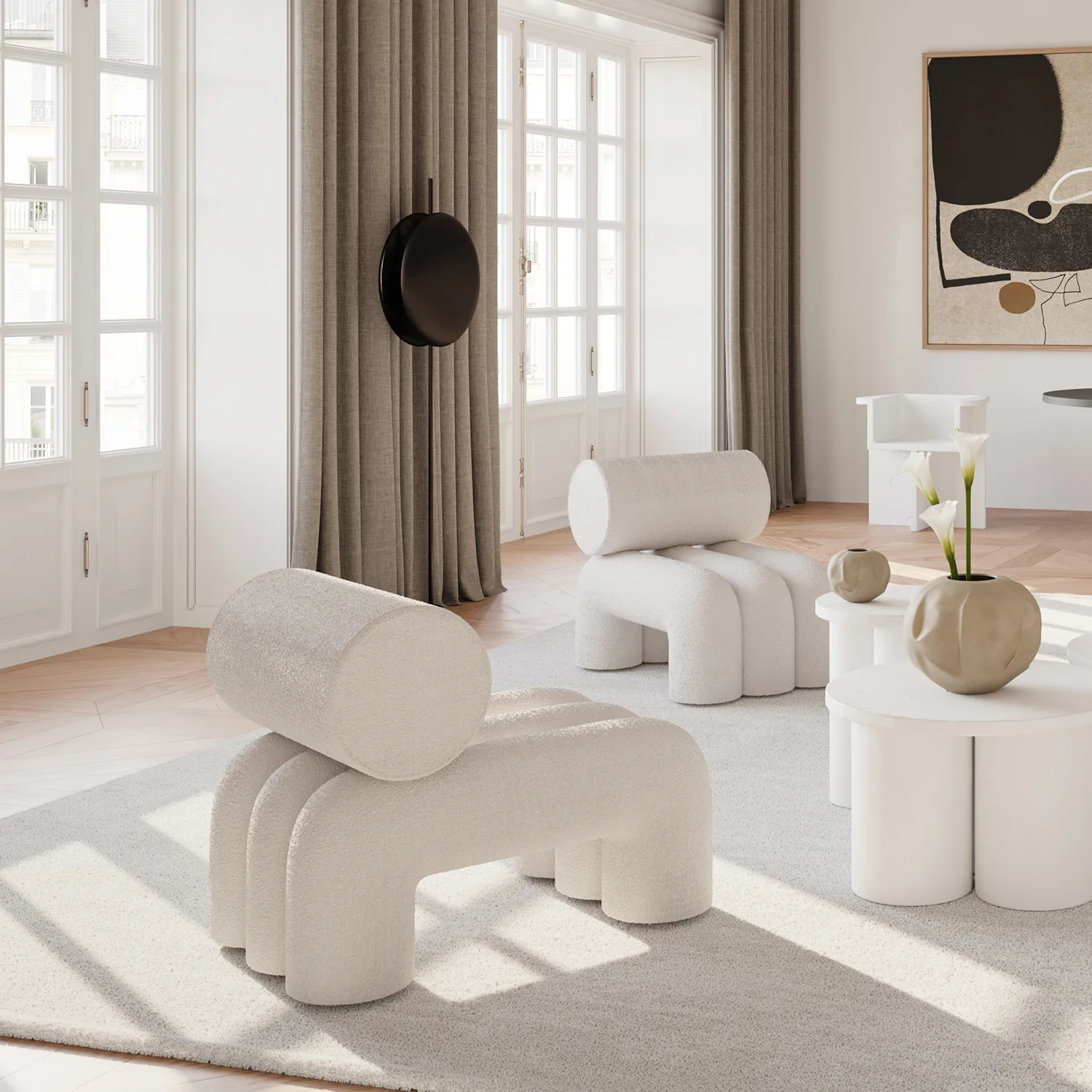 Foku Chair loungenojatuoli, Bouclé 101 Copenhagen