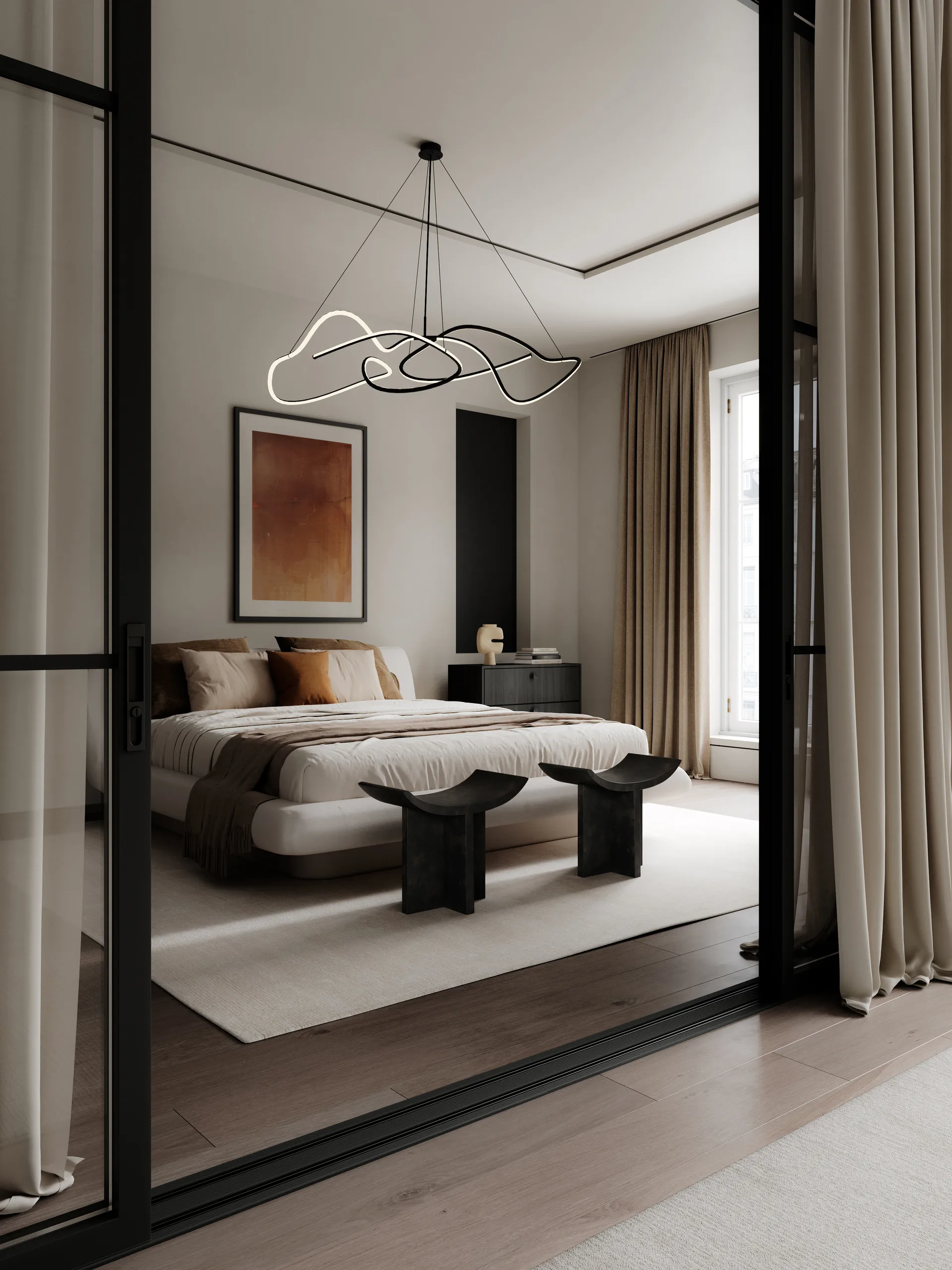 Ghost Chandelier big kattolamppu, Burned black 101 Copenhagen