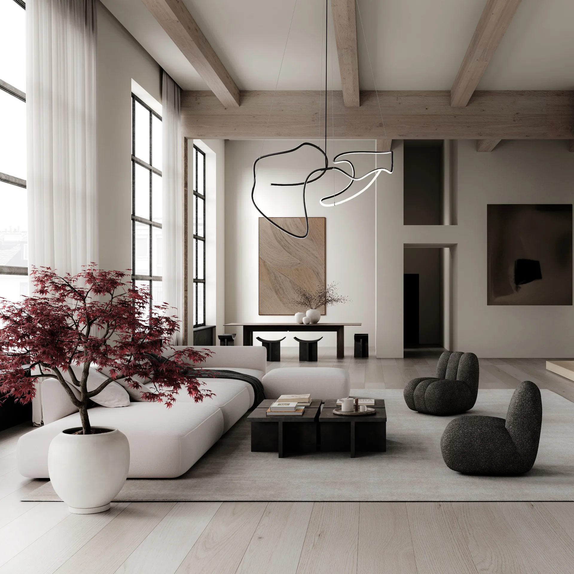 Ghost Chandelier big kattolamppu, Burned black 101 Copenhagen