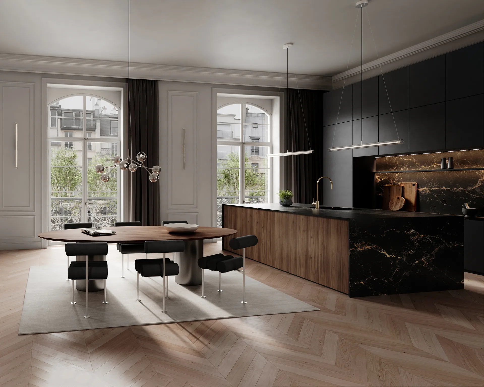 Hiro ruokatuoli, Ruostumaton teräs aniline leather black 101 Copenhagen