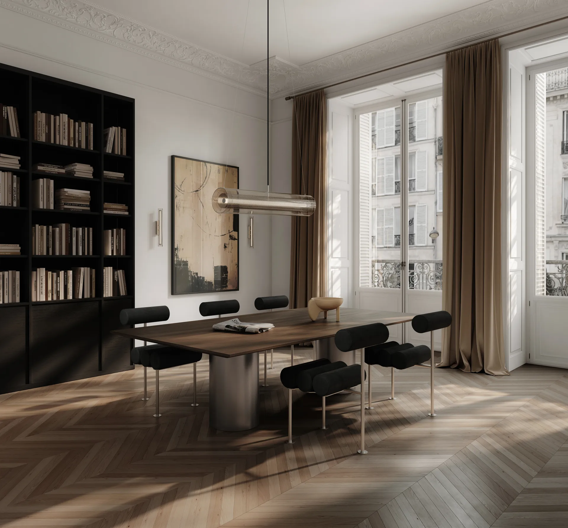 Hiro ruokatuoli, Ruostumaton teräs aniline leather black 101 Copenhagen