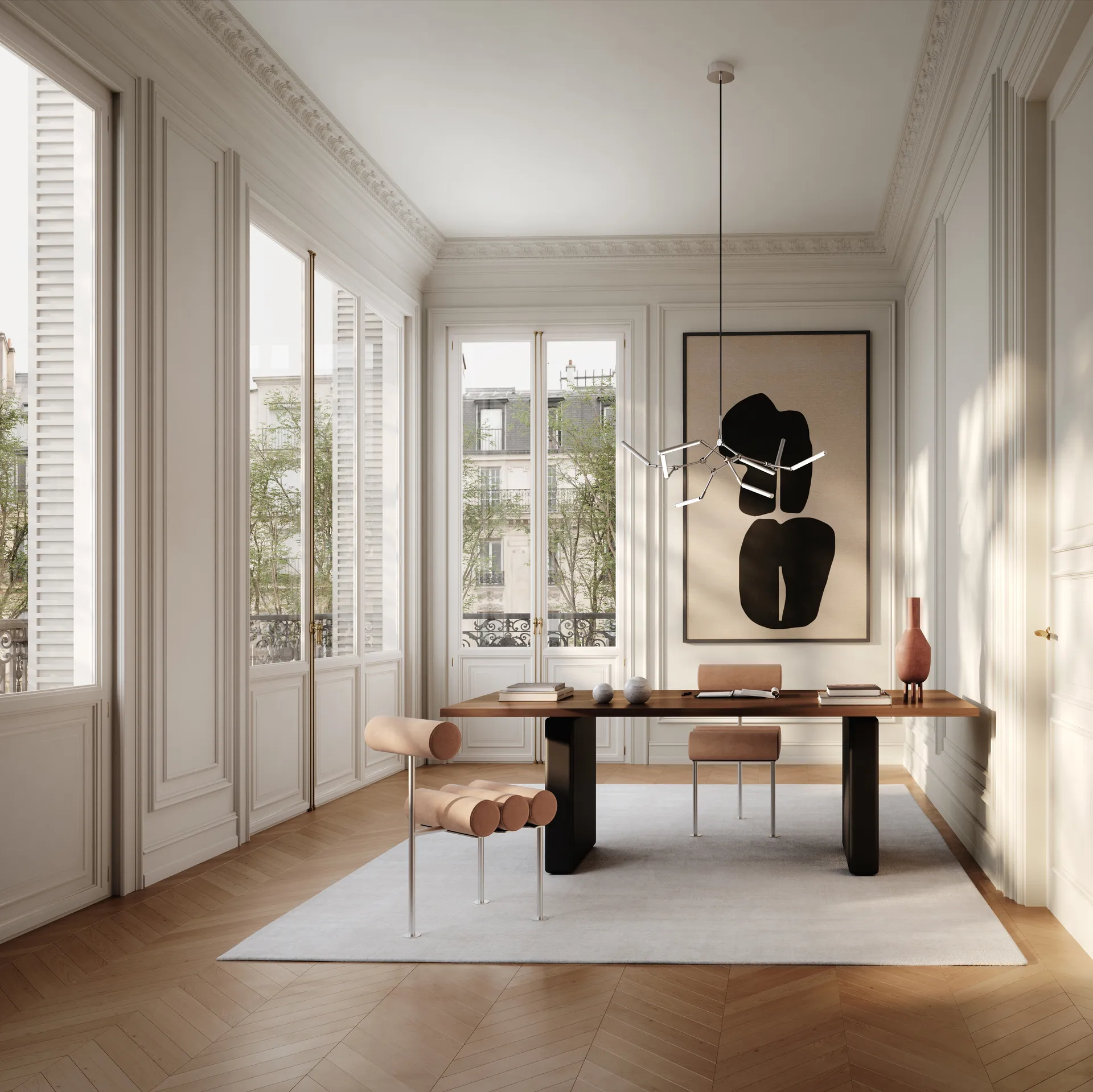 Hiro ruokatuoli, Stainless steel-nubuck 101 Copenhagen