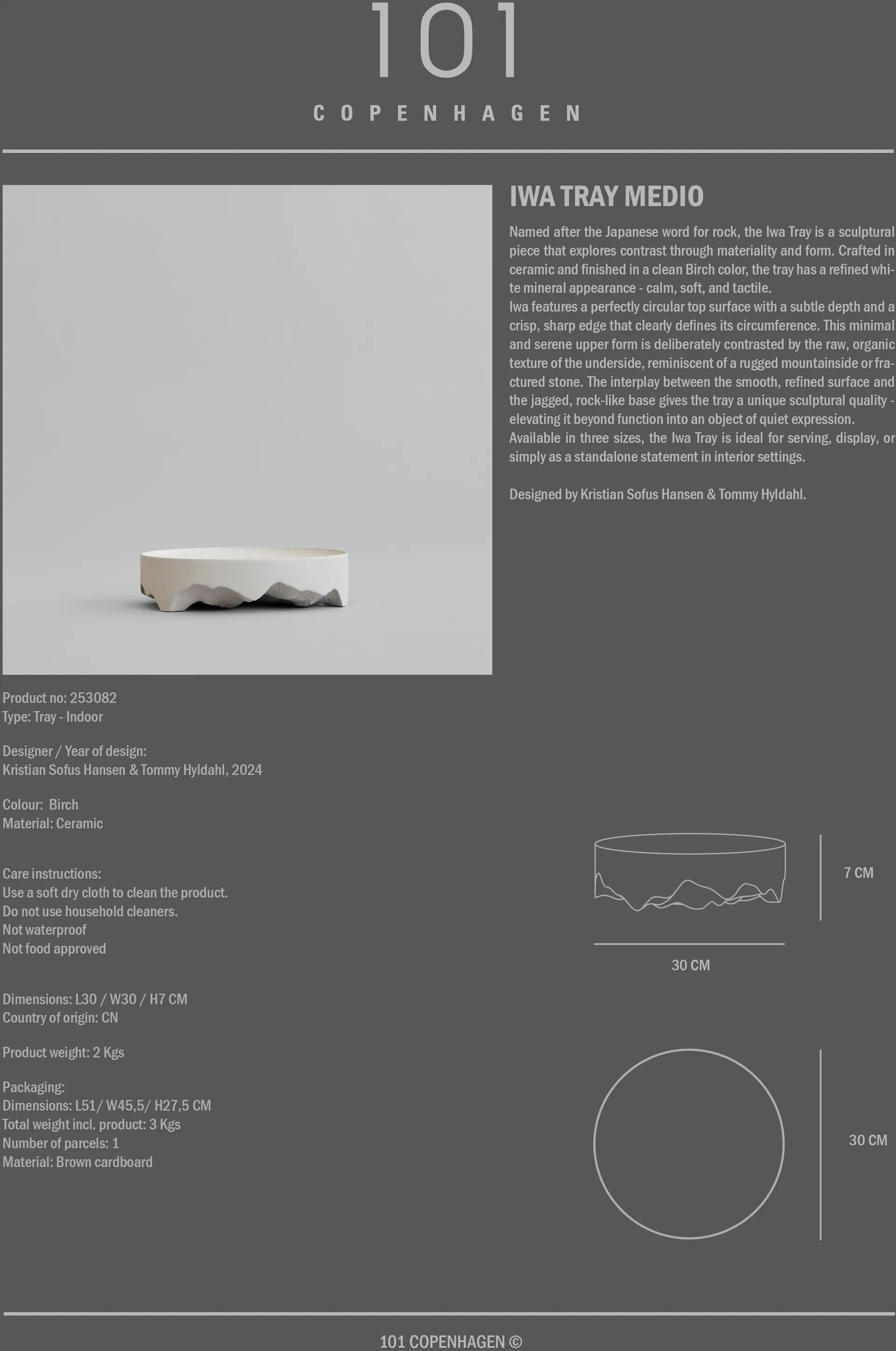 Iwa koristelautanen, Koivu, Ø30 101 Copenhagen