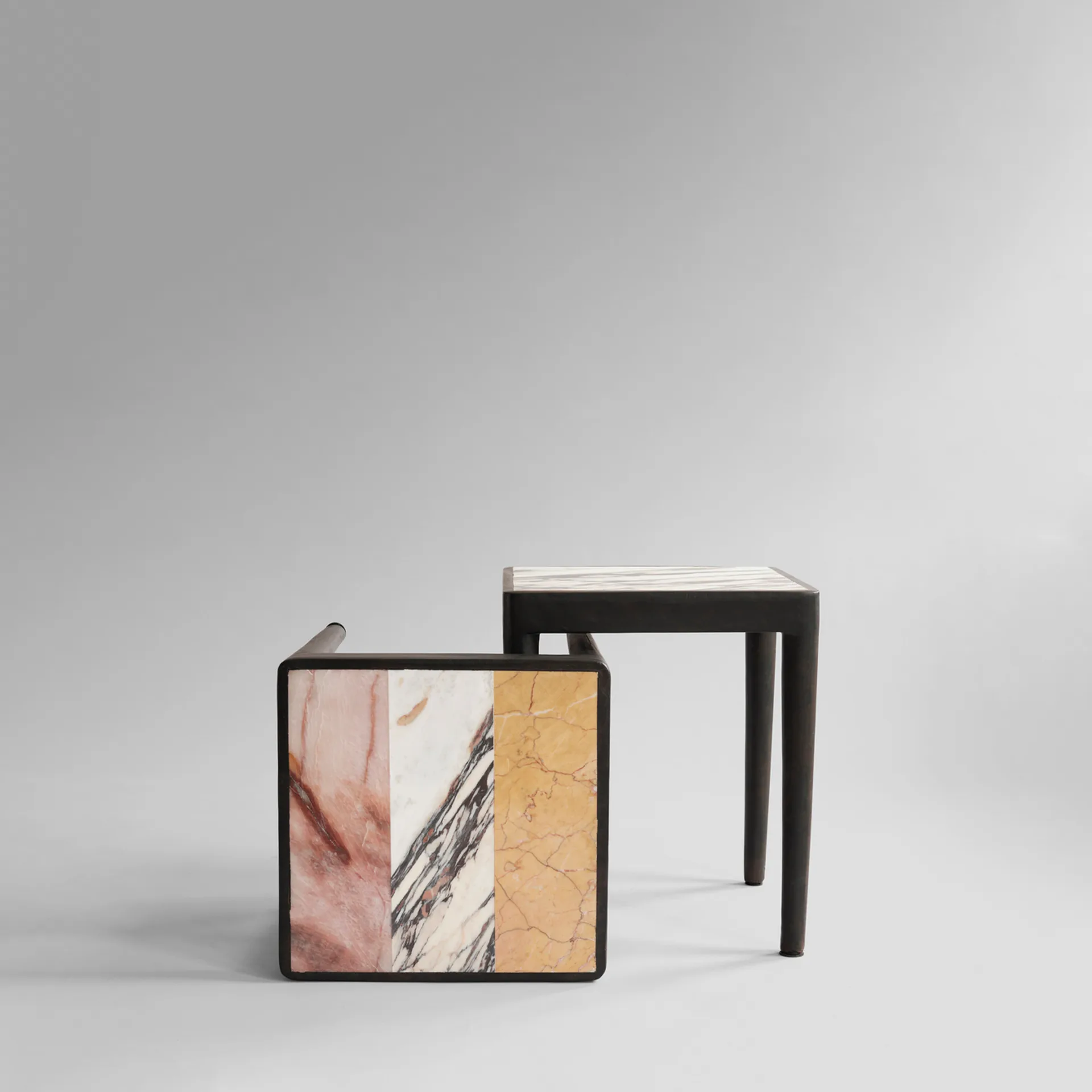 Tairu pöytä 38 x 38 cm striped, Peach-Calacatta-Yellow 101 Copenhagen