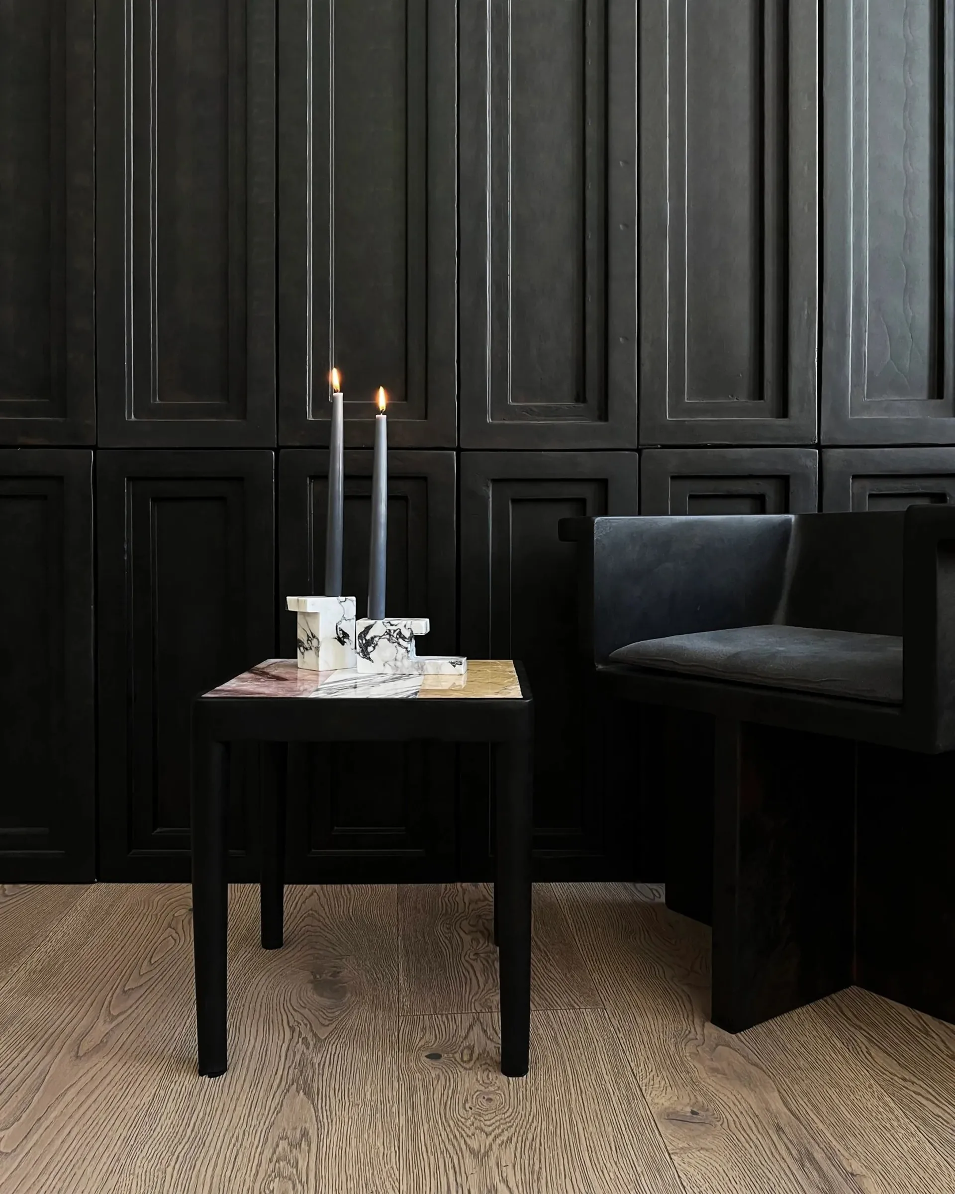 Tairu pöytä 38 x 38 cm striped, Peach-Calacatta-Yellow 101 Copenhagen