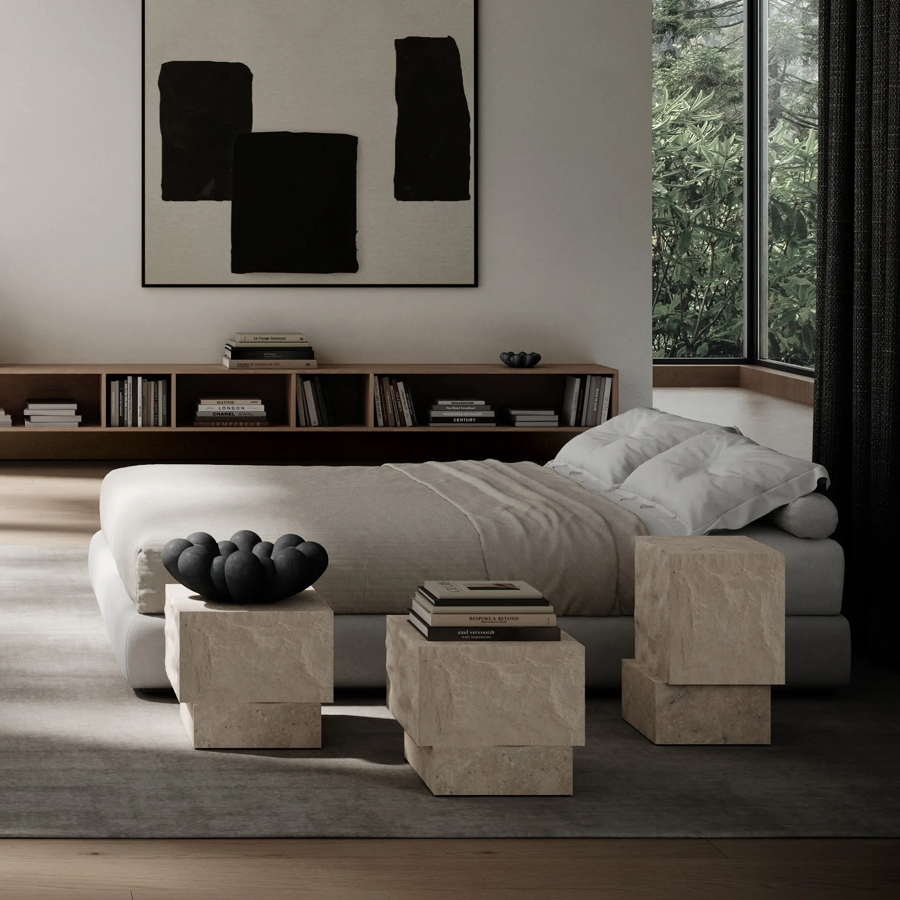 Temple sivupöytä low 42x40 cm, Chrome-limestone 101 Copenhagen