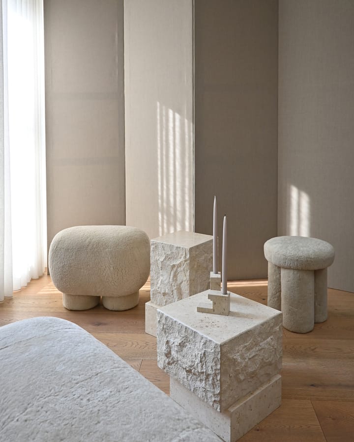 Temple sivupöytä low 42x40 cm, Chrome-limestone 101 Copenhagen