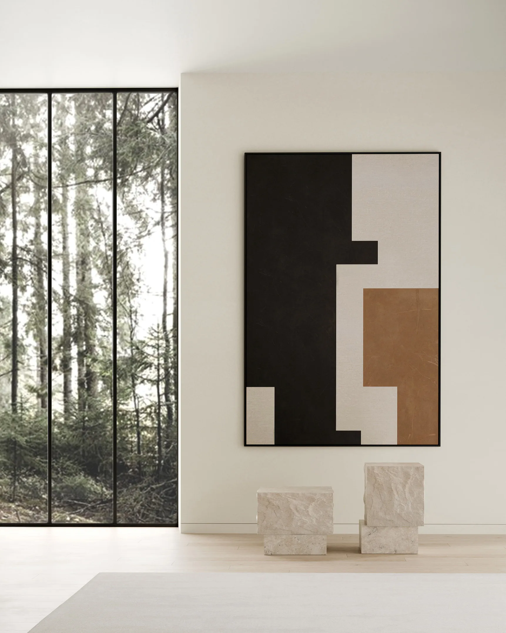 Temple sivupöytä low 42x40 cm, Chrome-limestone 101 Copenhagen