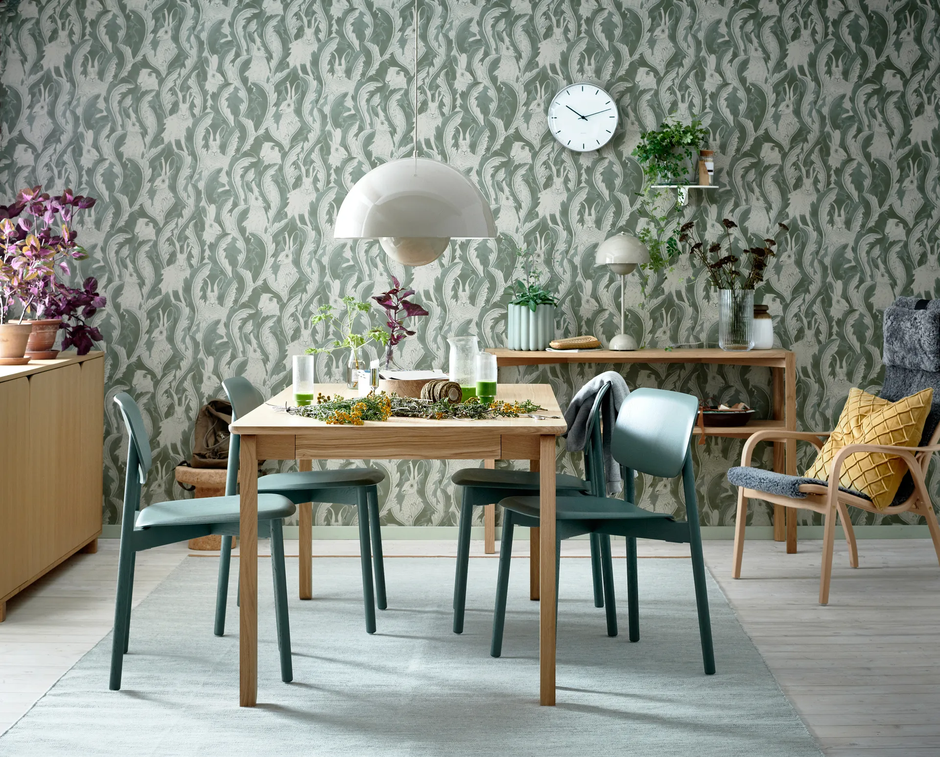 Alfred ruokapöytä 90x160 cm, Valkopigmentoitu tammi 1898