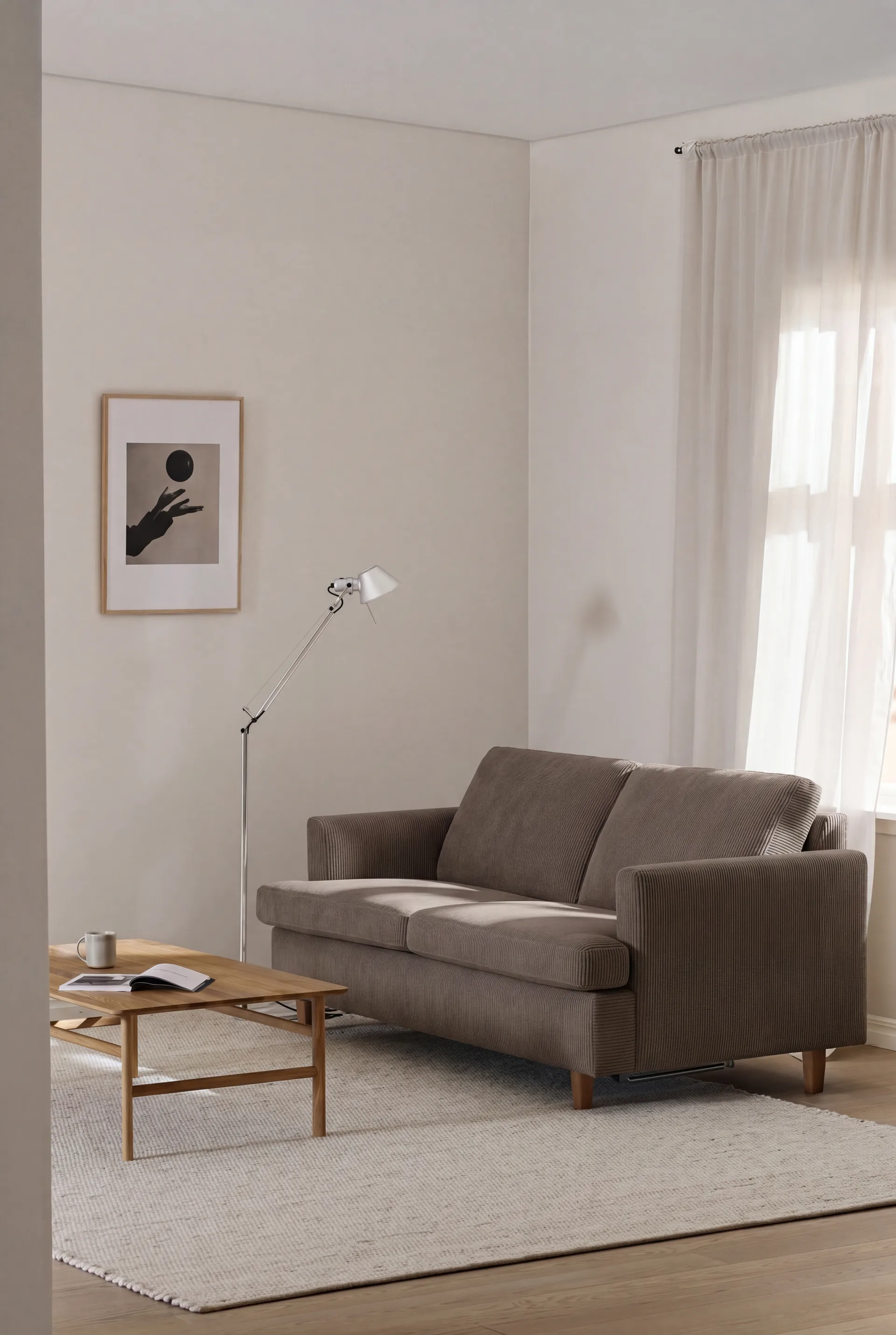 Binga 2,5-istuttava vuodesohva, Jump Brown 1955-tummaksi petsattu saarni 1898