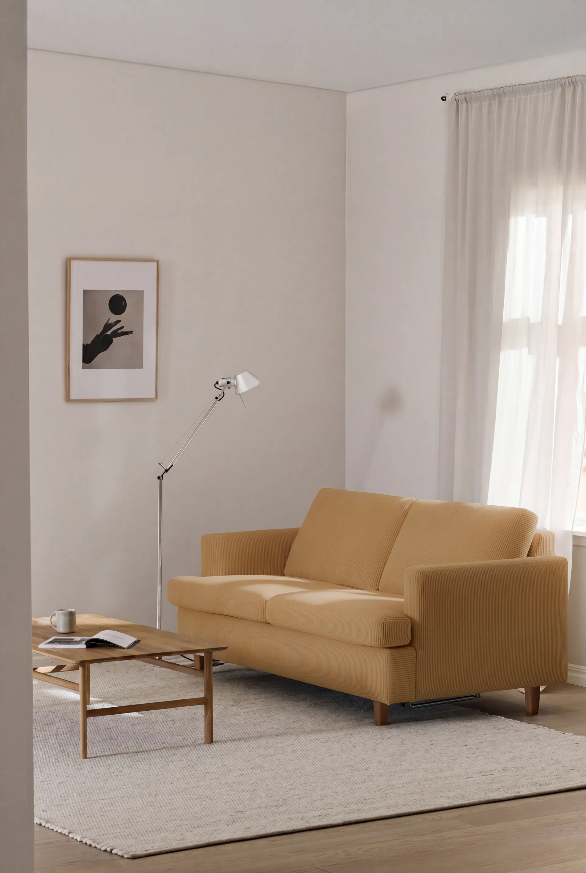 Binga 2,5-istuttava vuodesohva, Jump Honey 1959-tummaksi petsattu saarni 1898