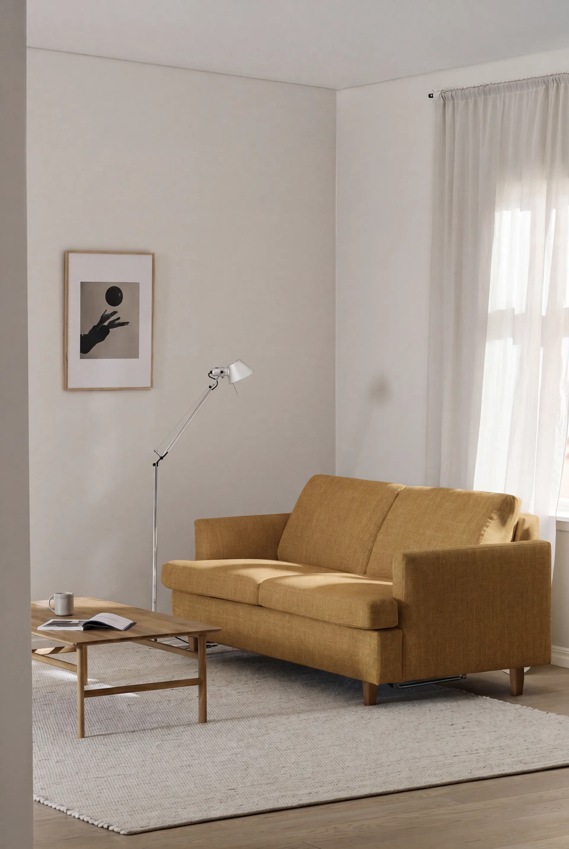 Binga 2,5-istuttava vuodesohva, Luiza Mustard 3972-tummaksi petsattu saarni 1898