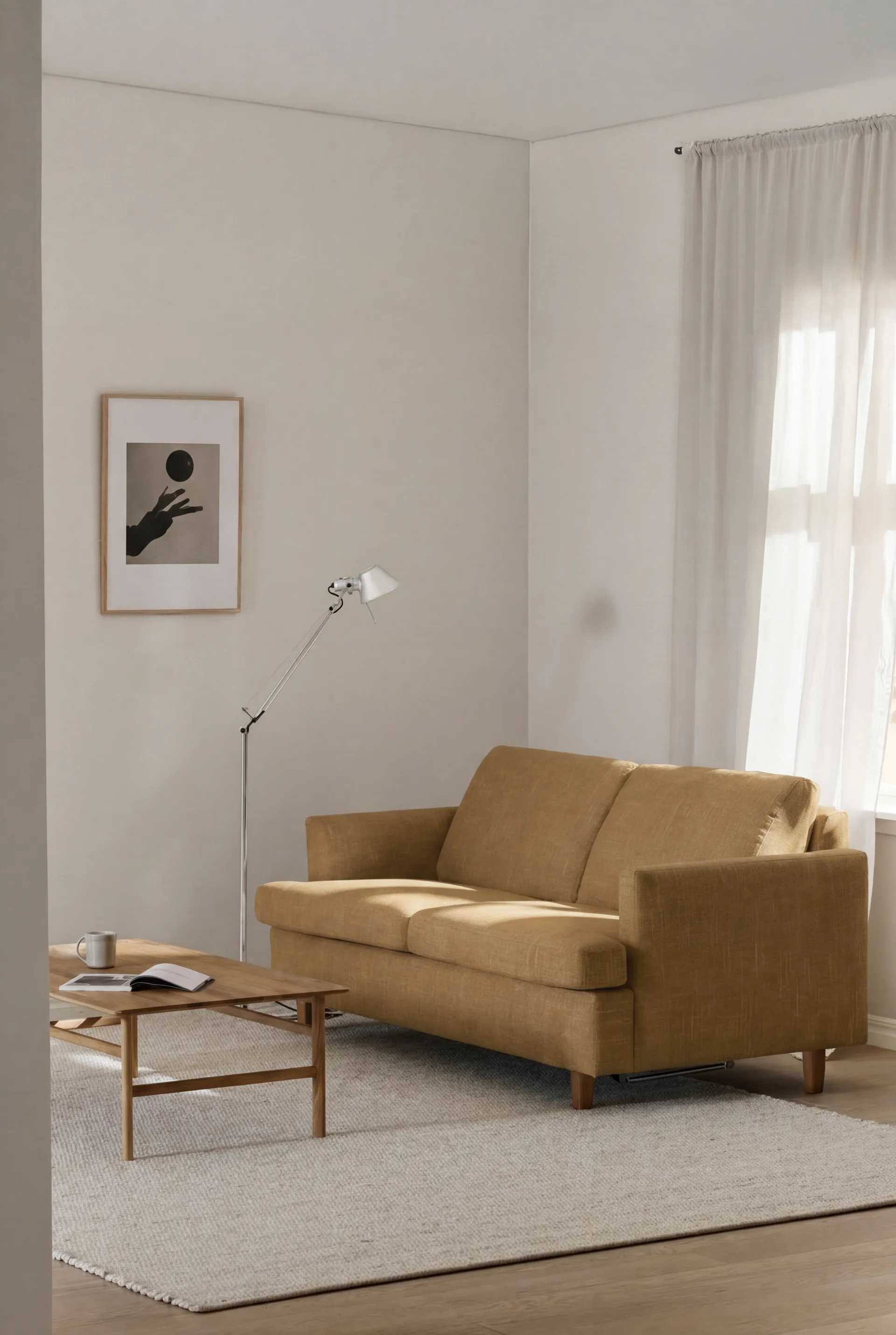 Binga 2,5-istuttava vuodesohva, Same Ochre 6676-tummaksi petsattu saarni 1898