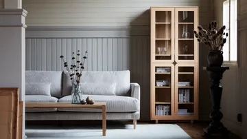 Bredhult sohva - Bern Beige 0341-valkoöljytty tammi, 3-sits - 1898