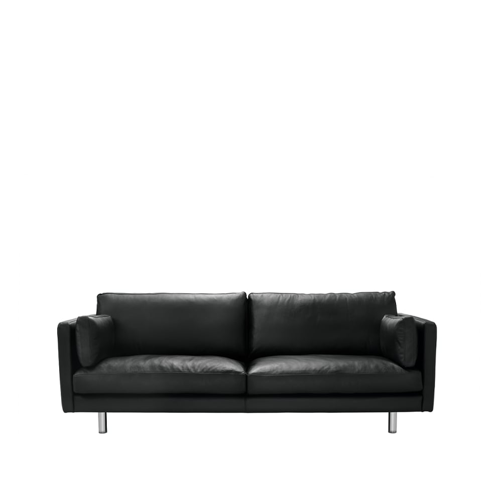 1898 Haga 3-istuttava sohva Nahka sevilla musta metallijalat