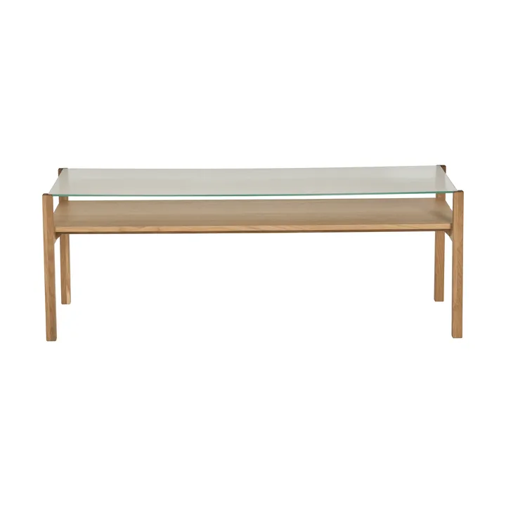 Lid sohvapöytä - Valkopigmentoitu tammi-lasi, 125×50 cm - 1898
