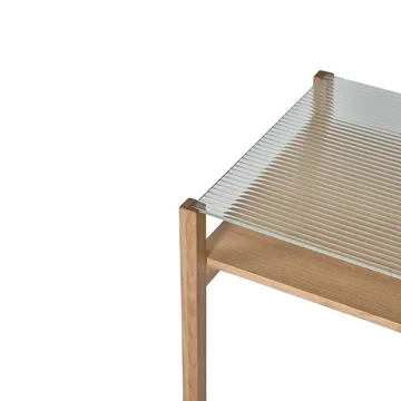 Lid sohvapöytä - Valkopigmentoitu tammi-lasi, 125×50 cm - 1898