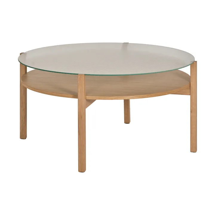Lid sohvapöytä - Valkopigmentoitu tammi-lasi, Ø90 cm - 1898