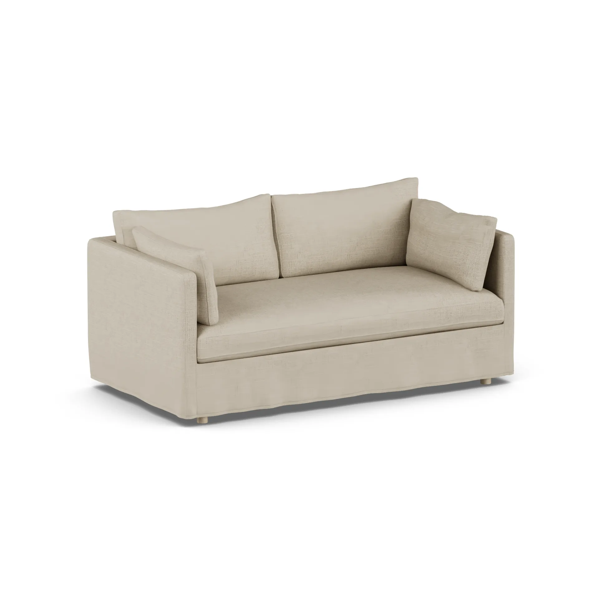 Linnevik sohva, Bern beige 0341-valkoöljytty tammi, 2-sits, helmahameella 1898