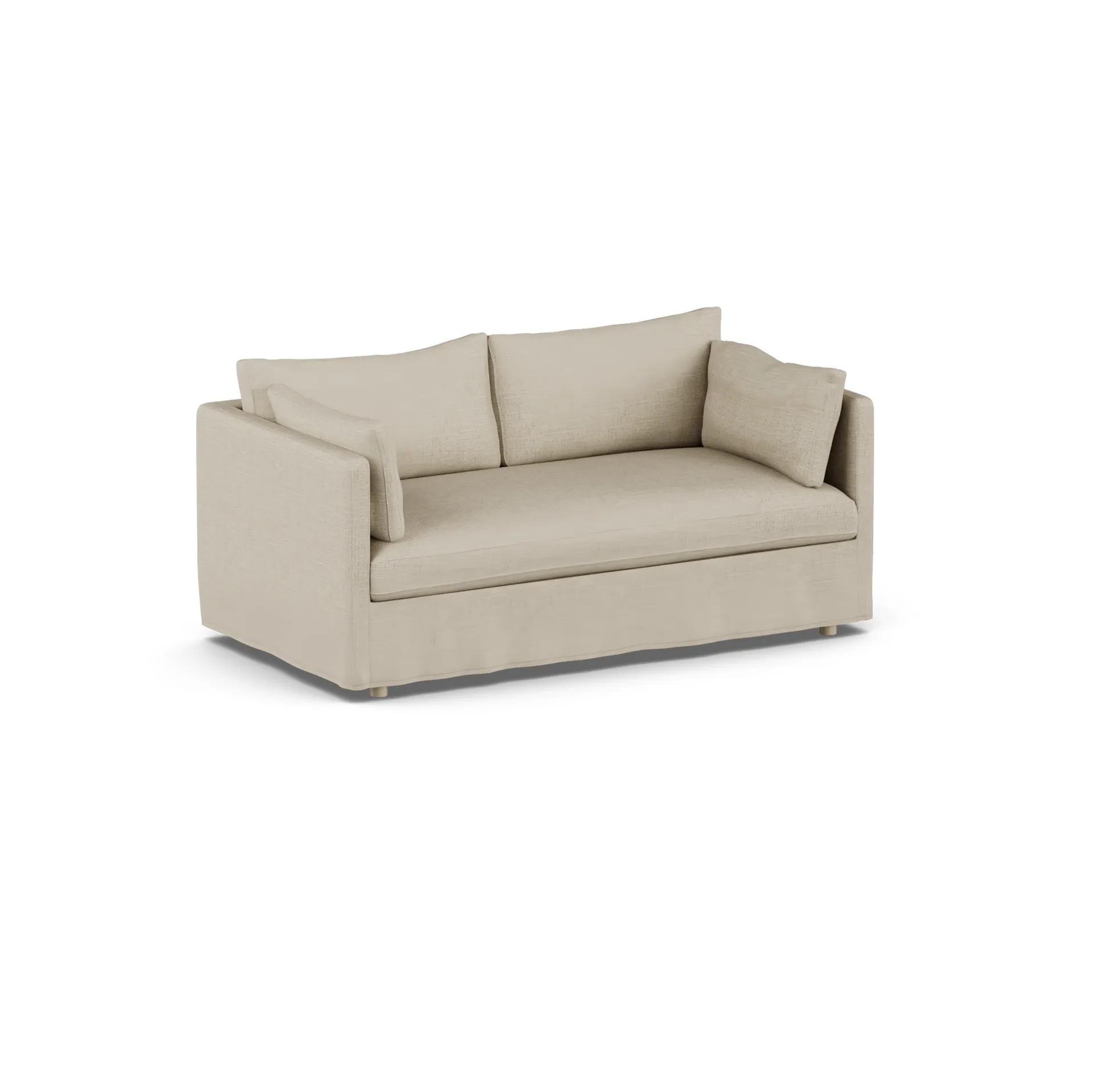 Linnevik sohva, Bern beige 0341-valkoöljytty tammi, 2-sits, helmahameella 1898