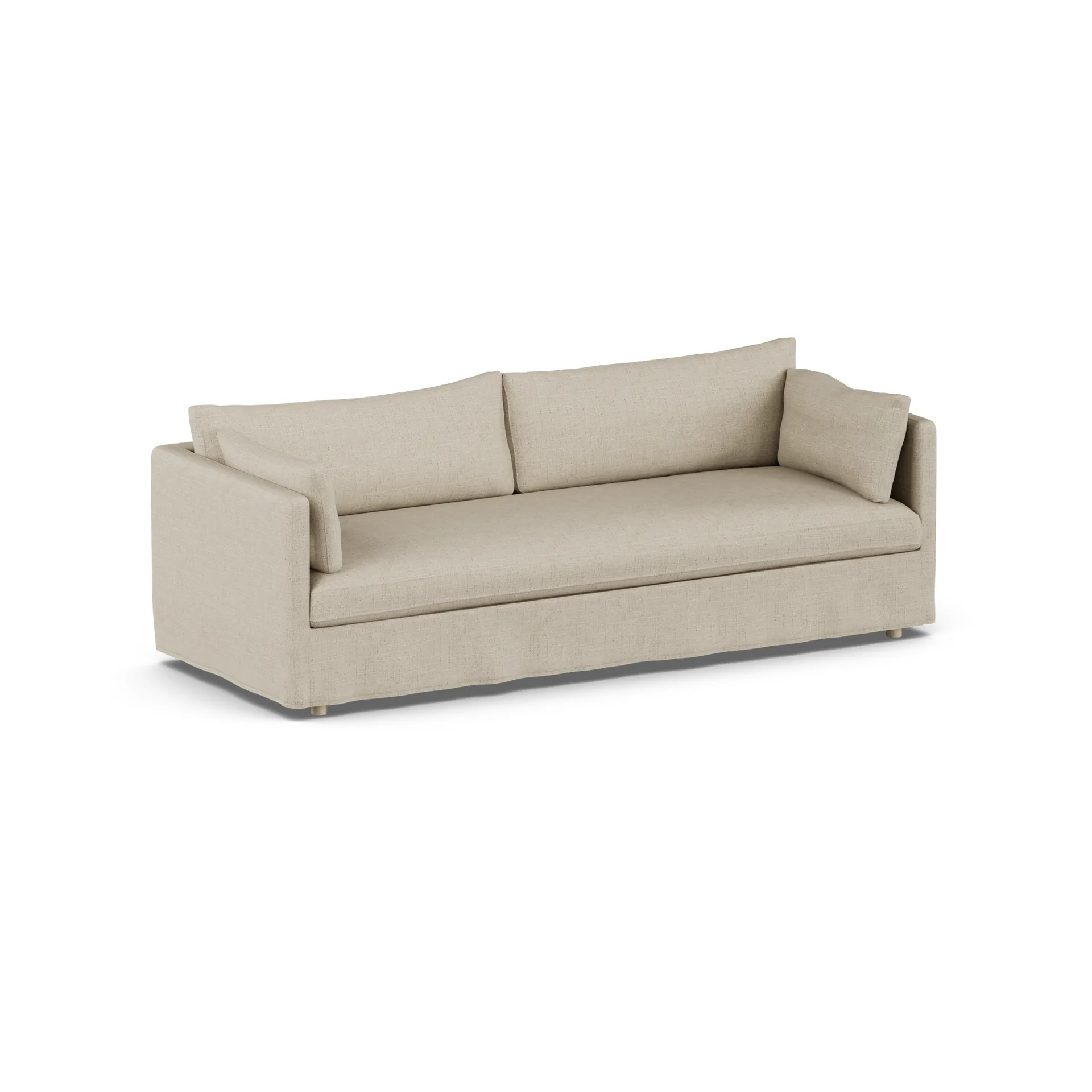 Linnevik sohva, Bern beige 0341-valkoöljytty tammi, 4-sits, helmahameella 1898