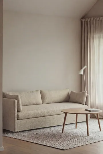 Linnevik sohva - Bern beige 0341-valkoöljytty tammi, 4-sits, helmahameella - 1898