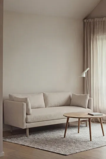 Linnevik sohva - Caleido Beige 9600-valkoöljytty tammi, 2-istuttava, ilman helmahametta - 1898