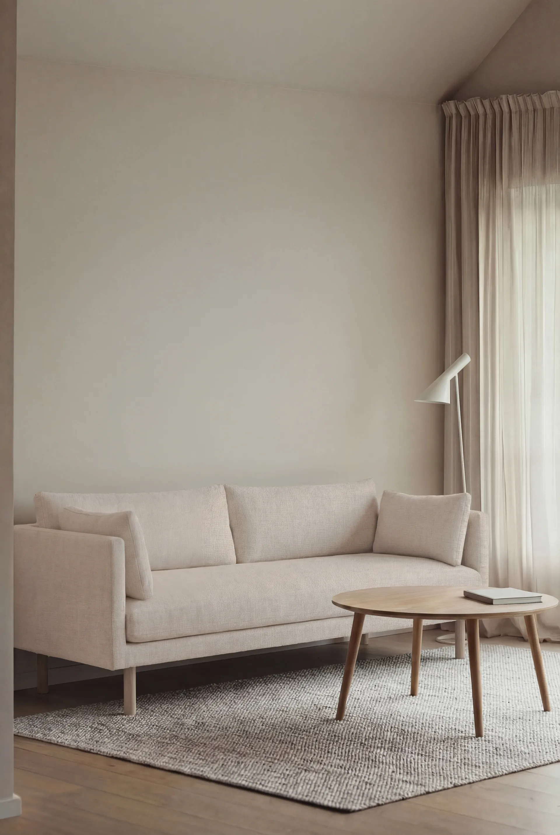 Linnevik sohva, Caleido Beige 9600-valkoöljytty tammi, 3-istuttava, ilman helmahametta 1898