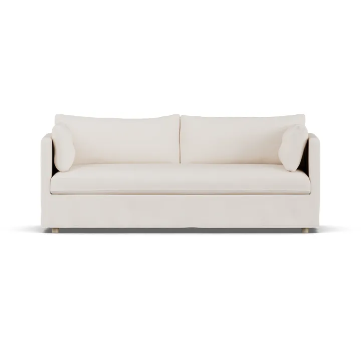 Linnevik sohva - Caleido beige 9600-valkoöljytty tammi, 3-sits, helmahameella - 1898