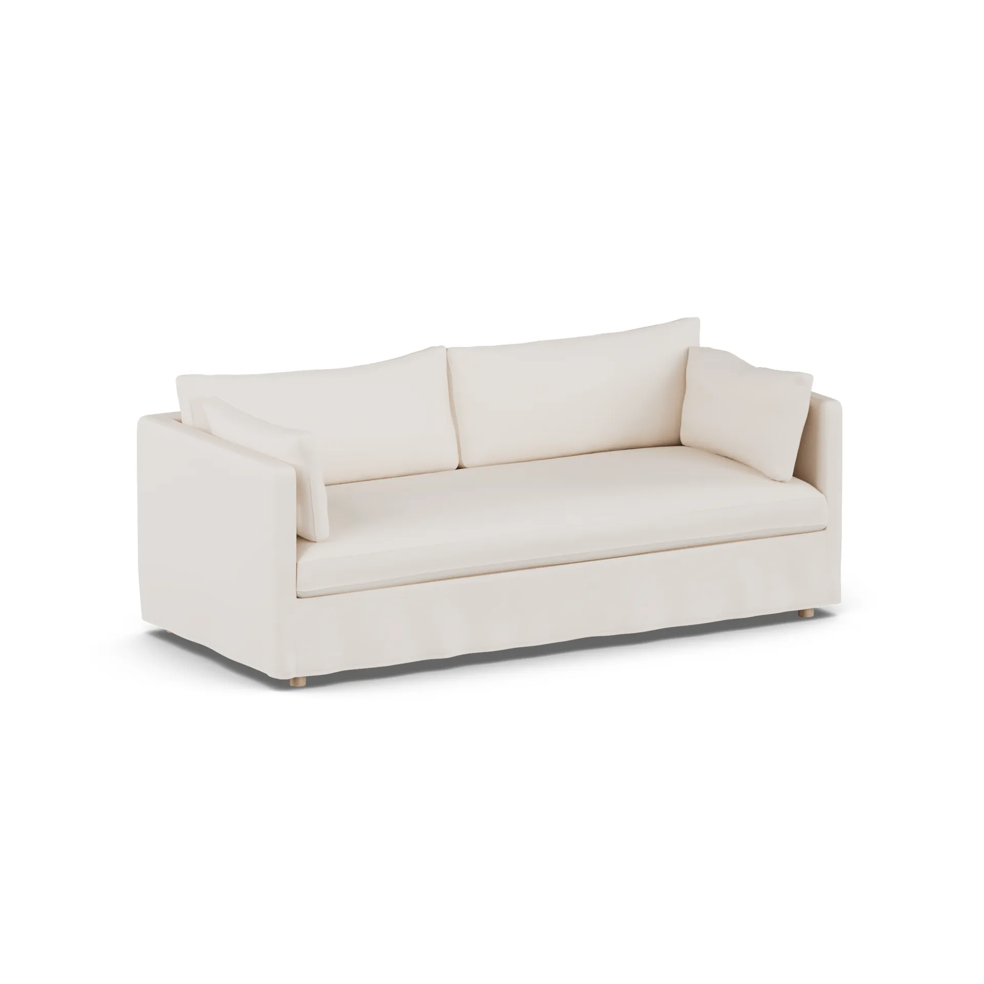 Linnevik sohva, Caleido beige 9600-valkoöljytty tammi, 3-sits, helmahameella 1898