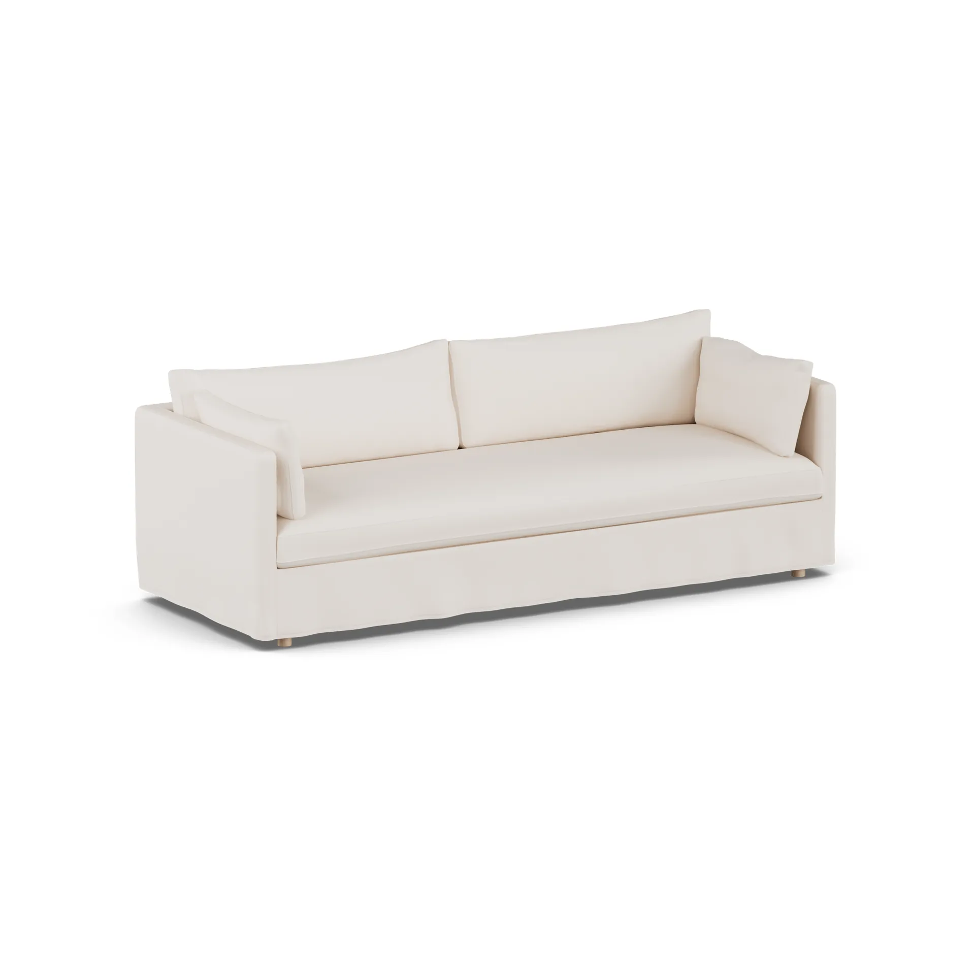 Linnevik sohva, Caleido beige 9600-valkoöljytty tammi, 4-sits, helmahameella 1898