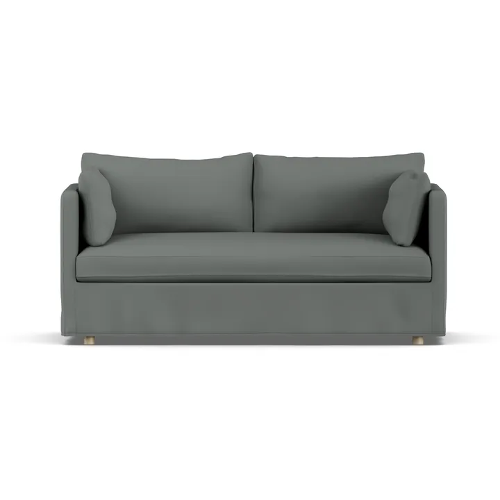 Linnevik sohva - Caleido Grey 1240-valkoöljytty tammi, 2-sits, helmahameella - 1898