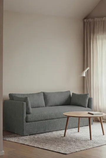 Linnevik sohva - Caleido Grey 1240-valkoöljytty tammi, 2-sits, helmahameella - 1898