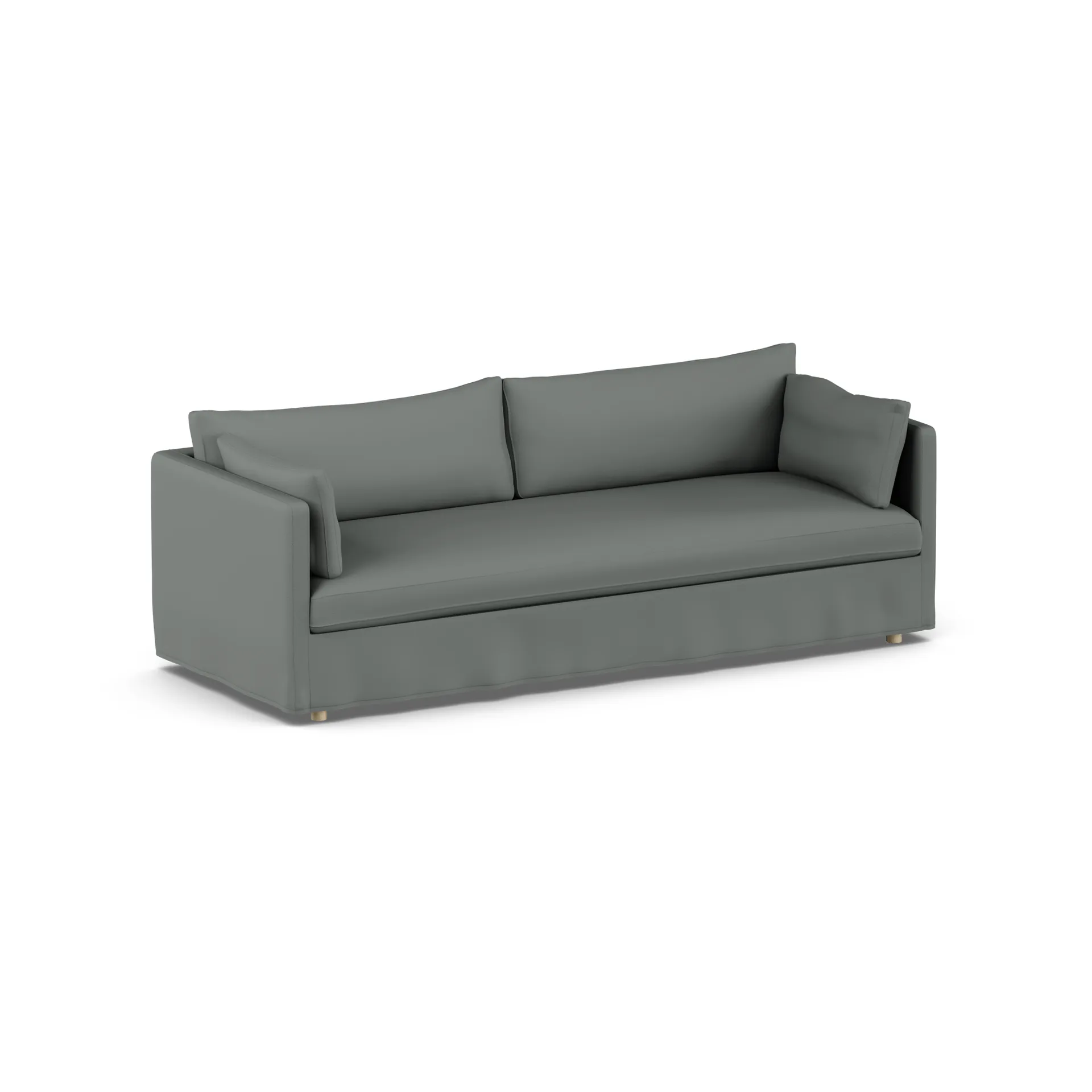 Linnevik sohva, Caleido grey 1240-valkoöljytty tammi, 4-sits, helmahameella 1898