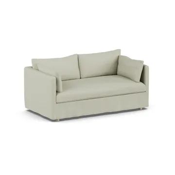 Linnevik sohva - Luiza Beige 3981-valkoöljytty tammi, 2-sits, helmahameella - 1898