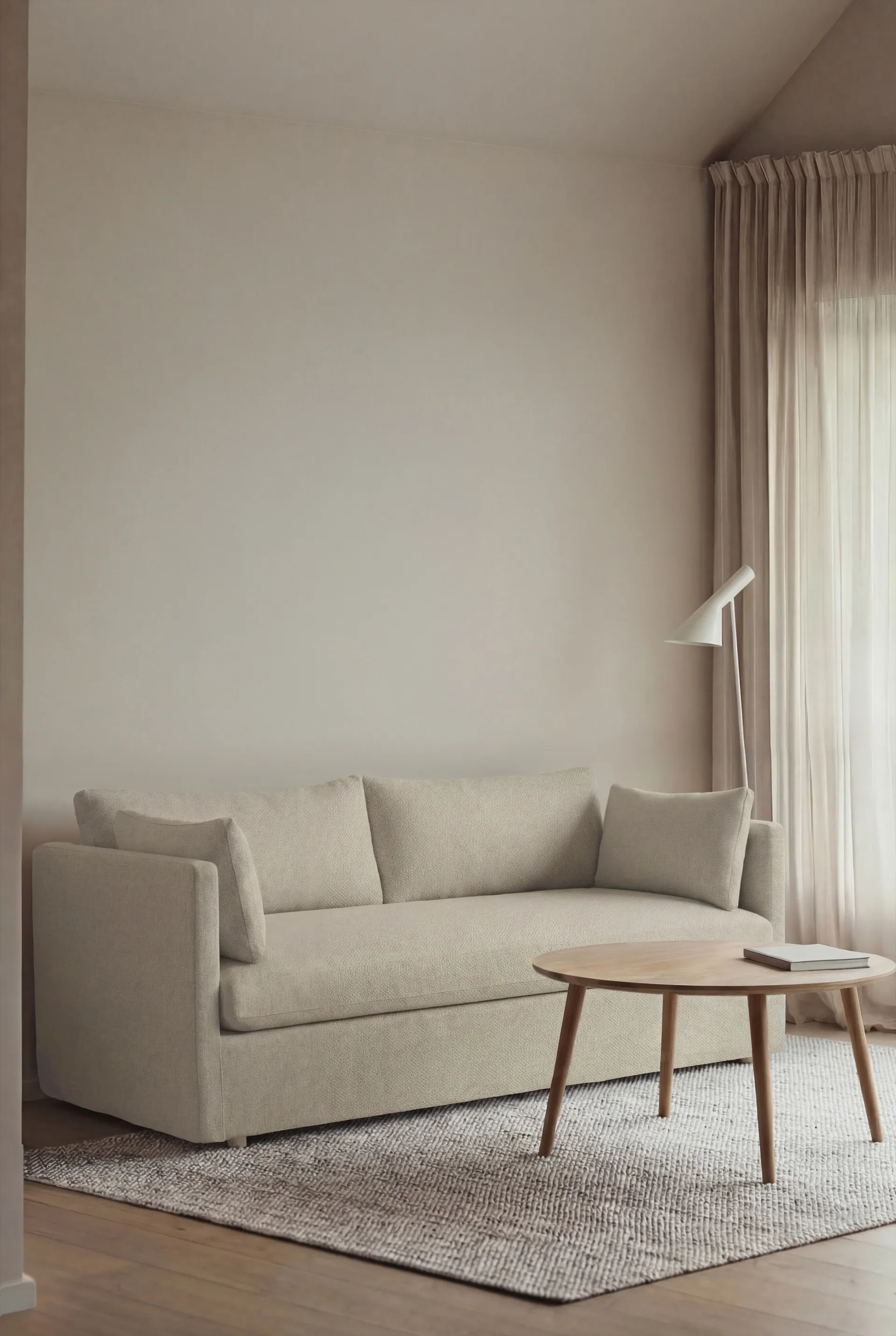 Linnevik sohva, Luiza Beige 3981-valkoöljytty tammi, 2-sits, helmahameella 1898