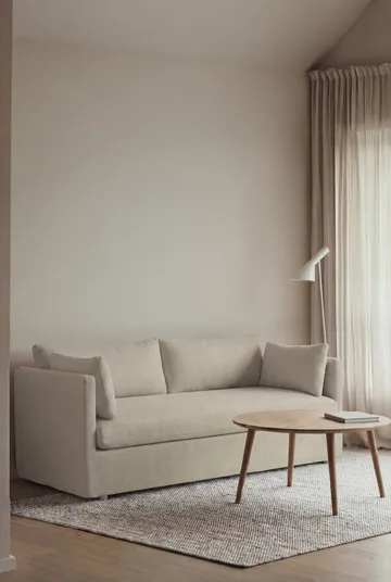 Linnevik sohva - Luiza Beige 3981-valkoöljytty tammi, 2-sits, helmahameella - 1898