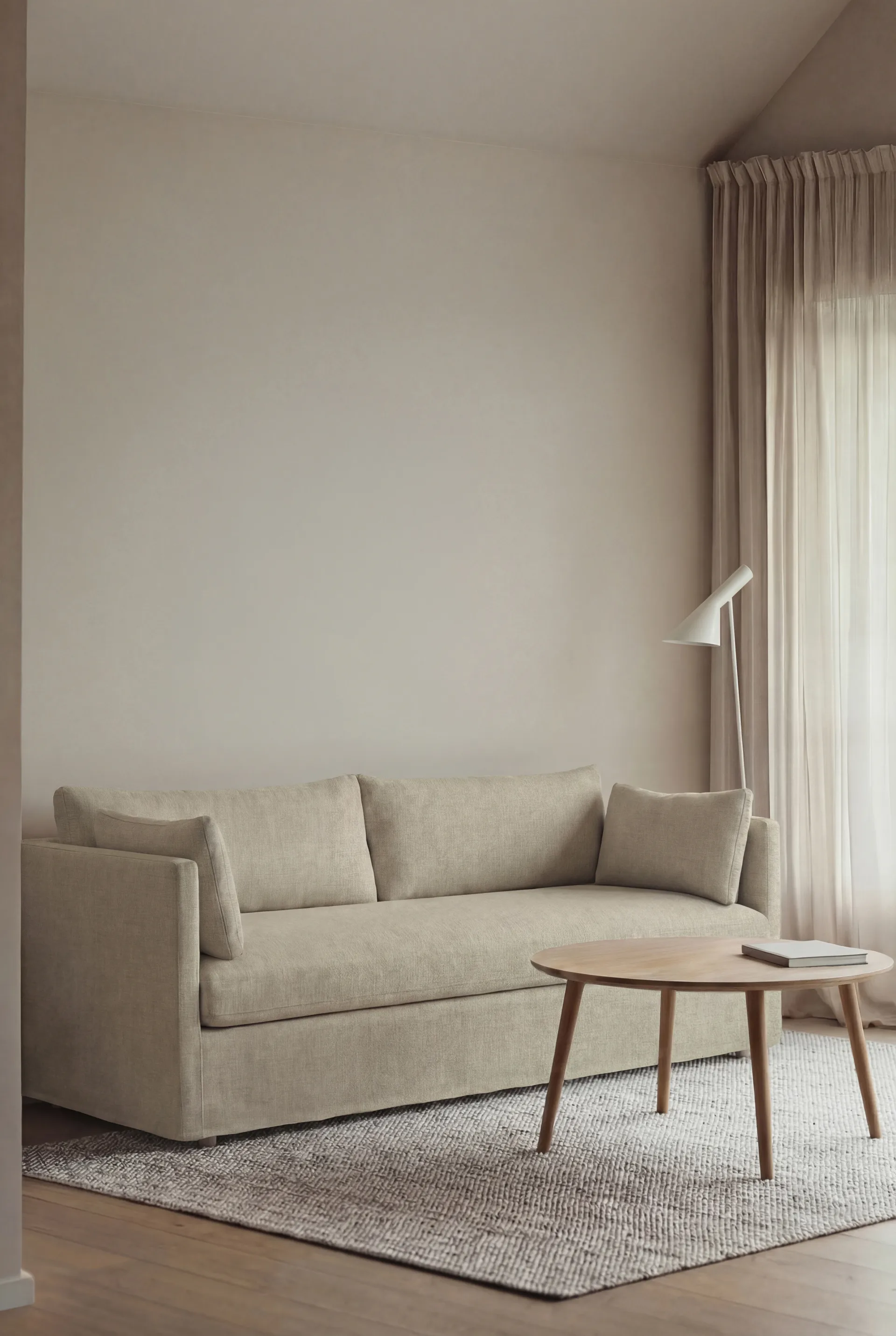 Linnevik sohva, Luiza Beige 3981-valkoöljytty tammi, 3-sits, helmahameella 1898