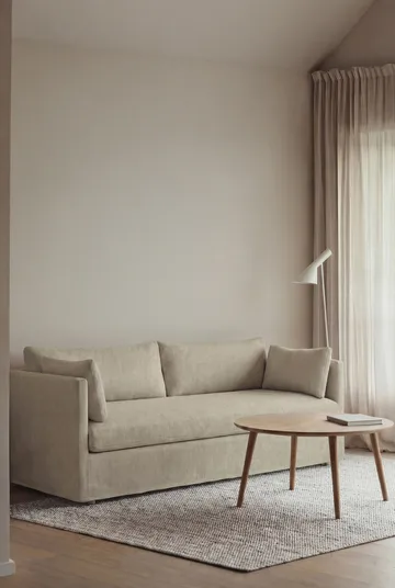 Linnevik sohva - Luiza Beige 3981-valkoöljytty tammi, 3-sits, helmahameella - 1898