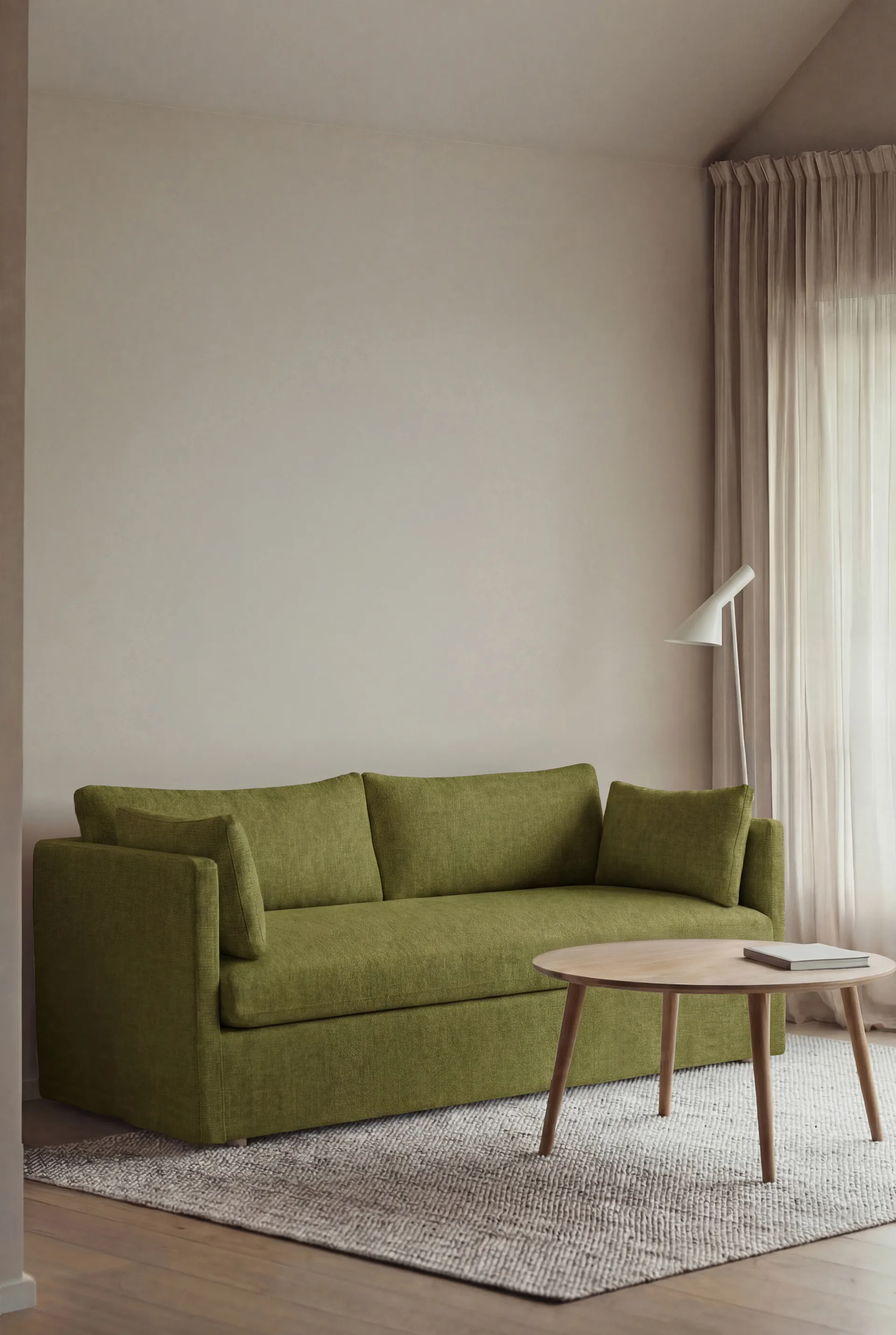 Linnevik sohva, Luiza Green 3975-valkoöljytty tammi, 2-sits, helmahameella 1898