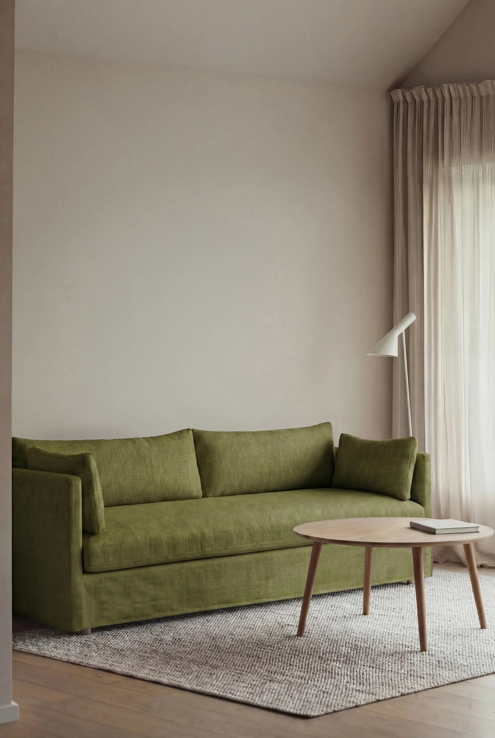 Linnevik sohva, Luiza Green 3975-valkoöljytty tammi, 4-sits, helmahameella 1898