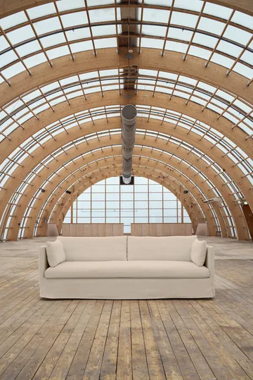 Linnevik sohva - Same Beige 6670-valkoöljytty tammi, 4-sits, helmahameella - 1898