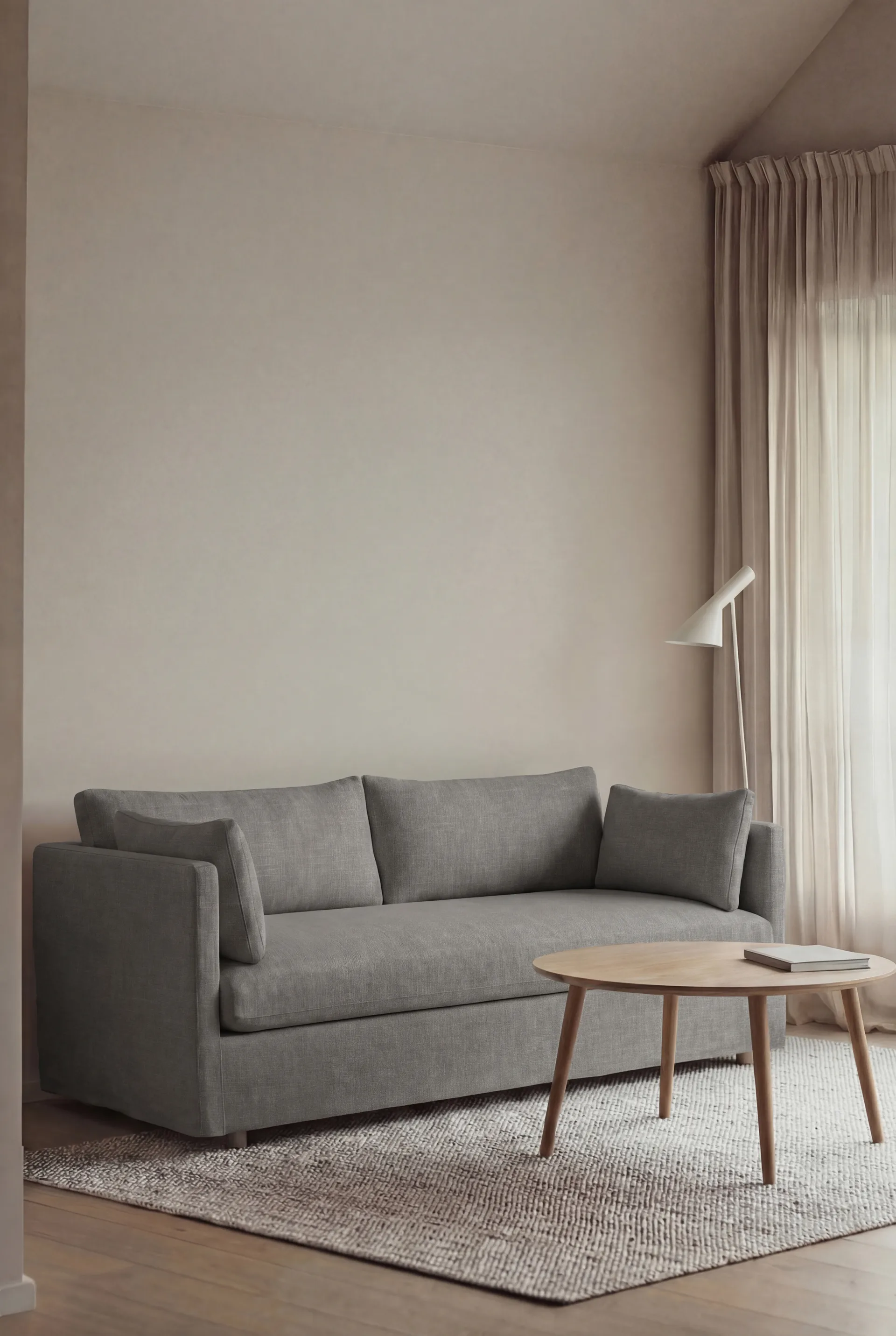 Linnevik sohva, Same Grey 6673-valkoöljytty tammi, 2-sits, helmahameella 1898