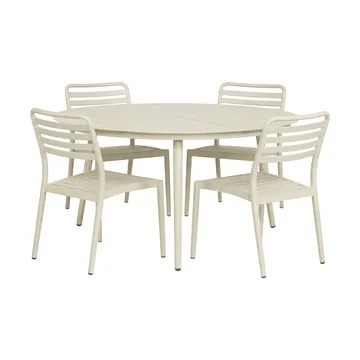 Marsala ruokapöytä Ø140 cm + 4 kpl Messina tuoli, Off white - 1898