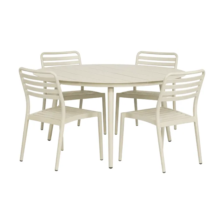 Marsala ruokapöytä Ø140 cm + 4 kpl Messina tuoli, Off white - 1898