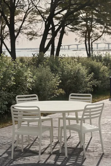 Marsala ruokapöytä Ø140 cm + 4 kpl Messina tuoli, Off white - 1898