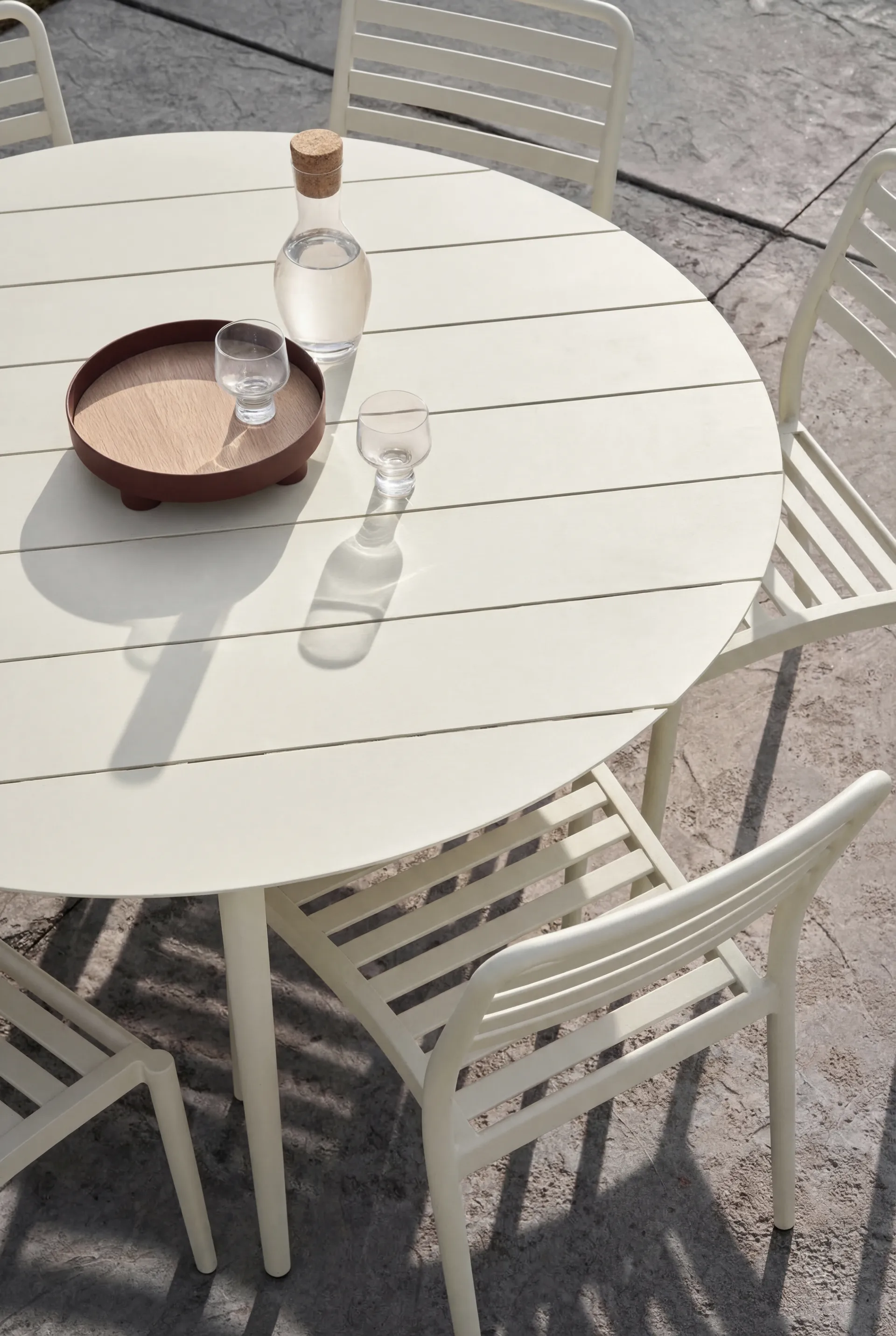 Marsala ruokapöytä Ø140 cm + 4 kpl Messina tuoli, Off white,  1898