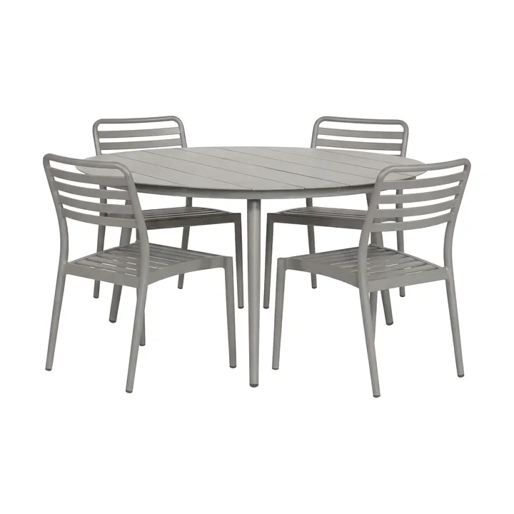 Marsala ruokapöytä Ø140 cm + 4 kpl Messina tuoli, Taupe - 1898