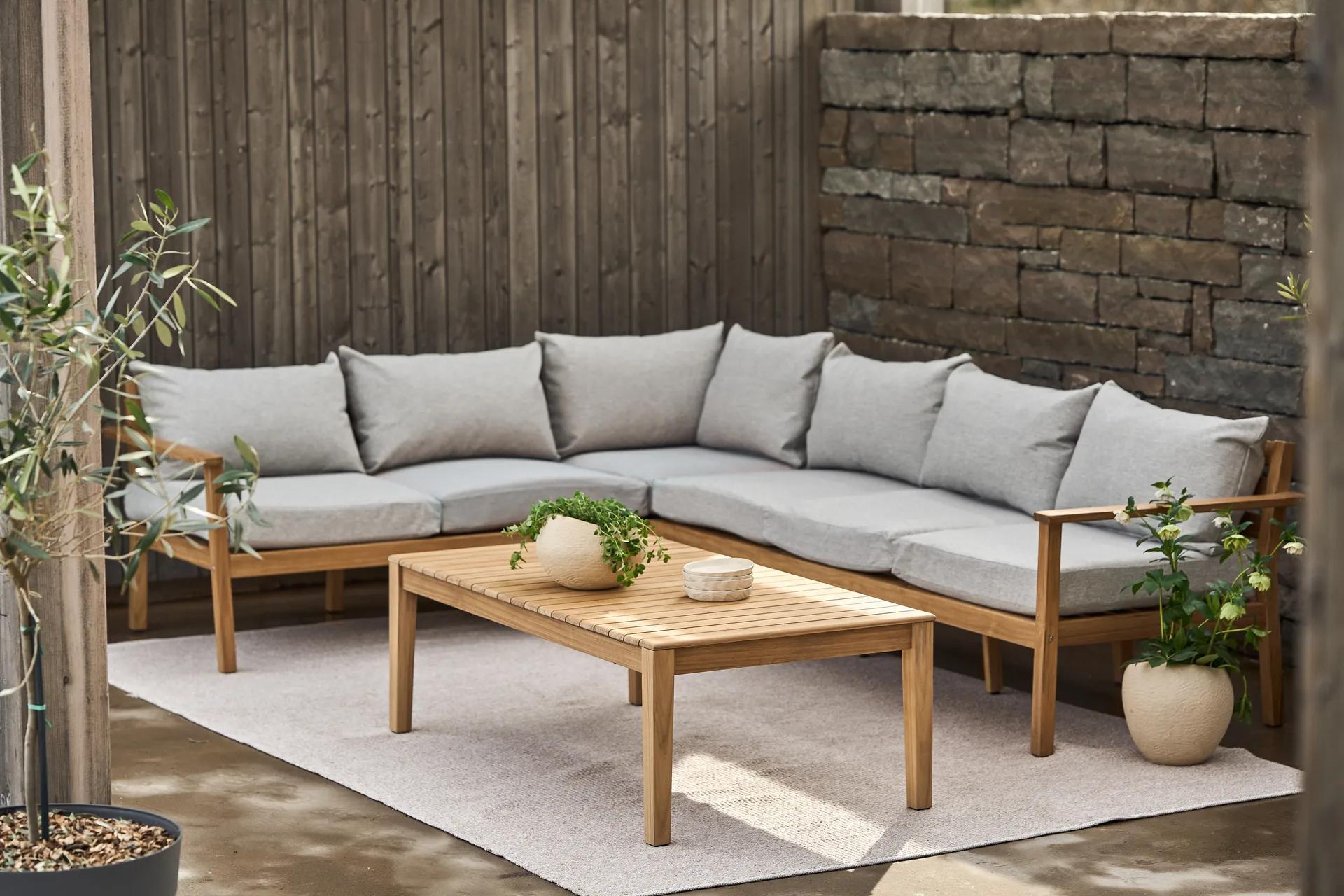 Stockaryd sohvamoduuli kulmaosa teak/light grey 1898